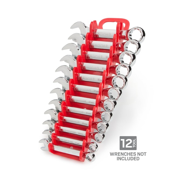 12-Tool Stubby Combination Wrench Holder (Red)